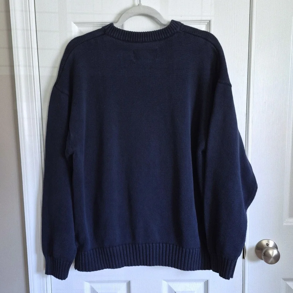 Vintage Eddie Bauer navy blue heavyweight cotton sweater mens large